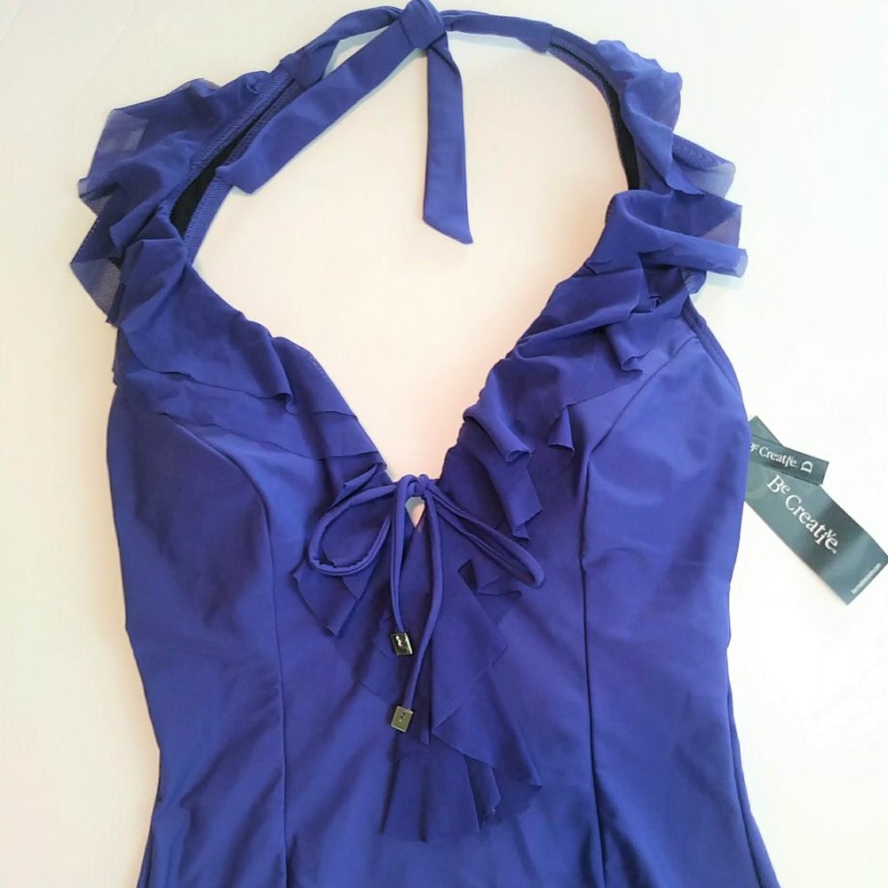 Be Creative Cobalt Tankini w/ Ruffle Trim Size:8D - Picture 6 of 6